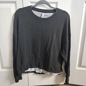 Fabletics Charcoal Gray Lightweight Crewneck Sweatshirt